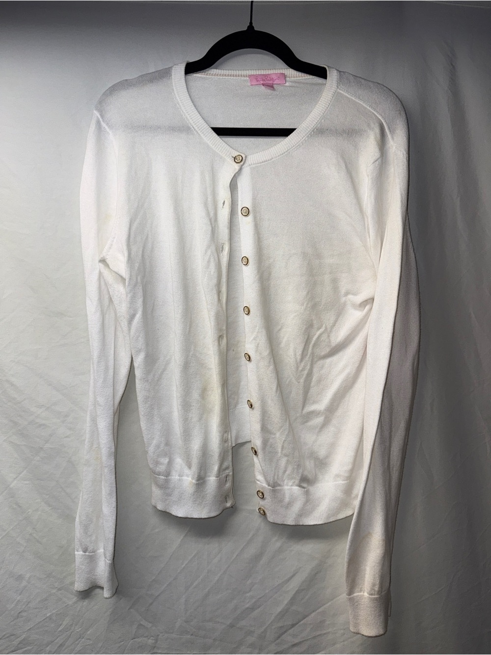 Lilly Pulitzer White Crewneck Button Cardigan